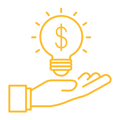 Illustration of a hand holding a lightbulb with a dollar sign
